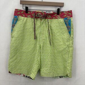 Robert Graham Board Shorts Mens 34 Multicolor Gingham Paisley Lined Swim Trunks